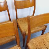 Set of 6 vintage teak Danish rope chairs Gessef Consorzio Sedie Friuli