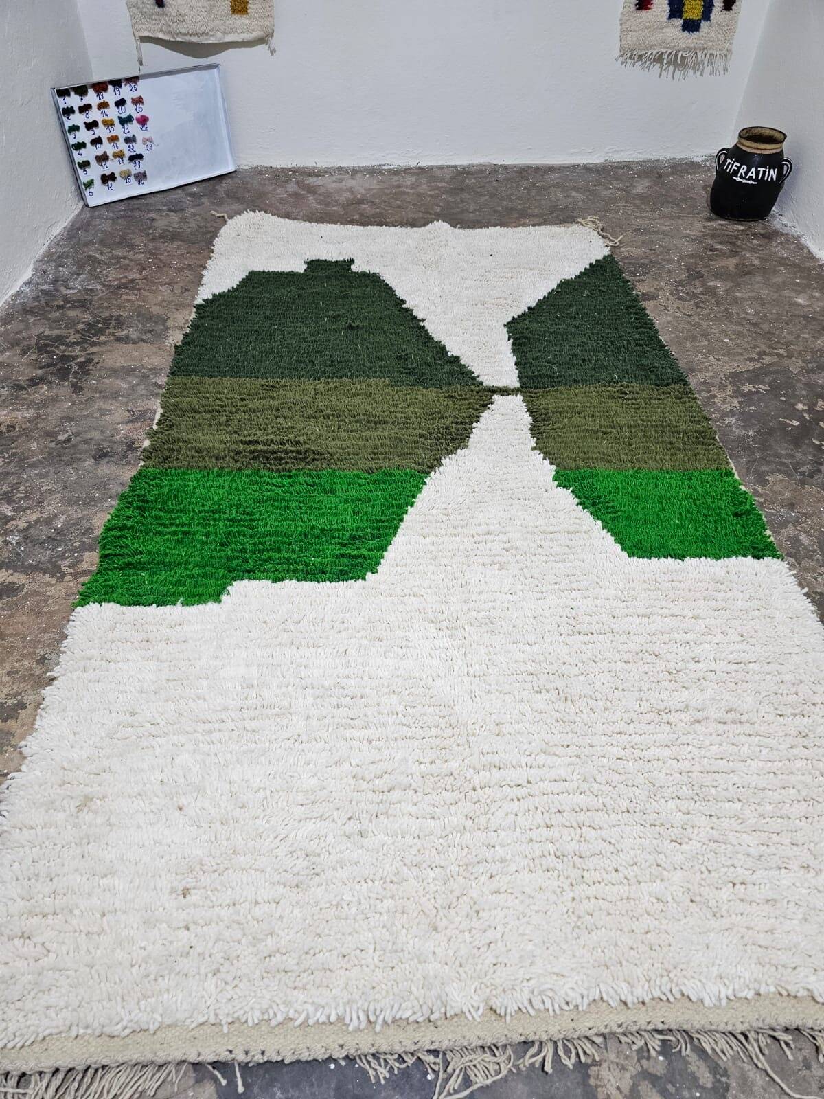 Tapis berbère vert en laine 140/260cm