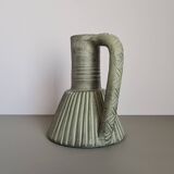 Vintage green ceramic pitcher, decorative jug from the 1960s