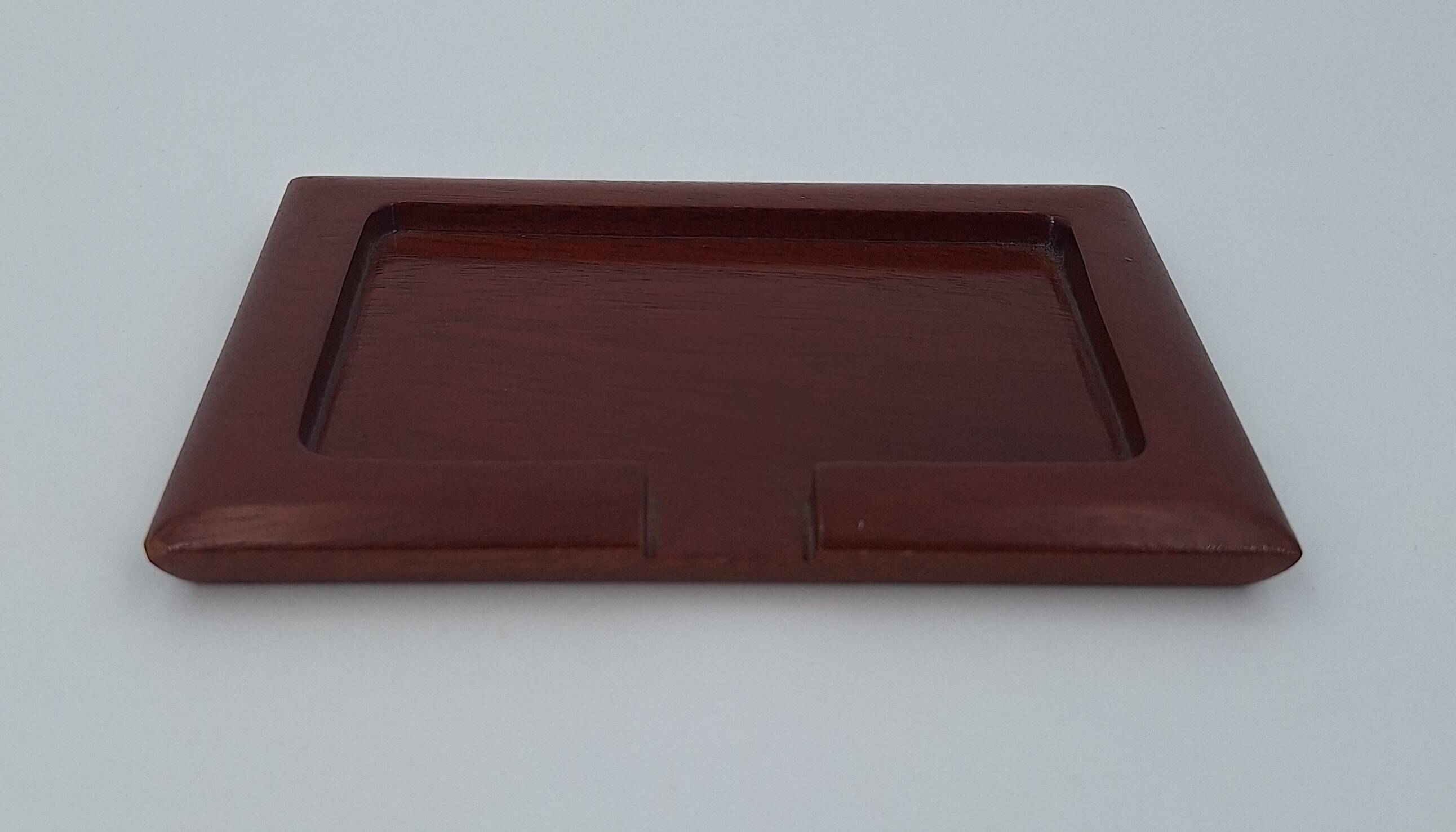Small card holder tray in hollowed solid mahogany circa 1960 (dlg Noll) C in Paris