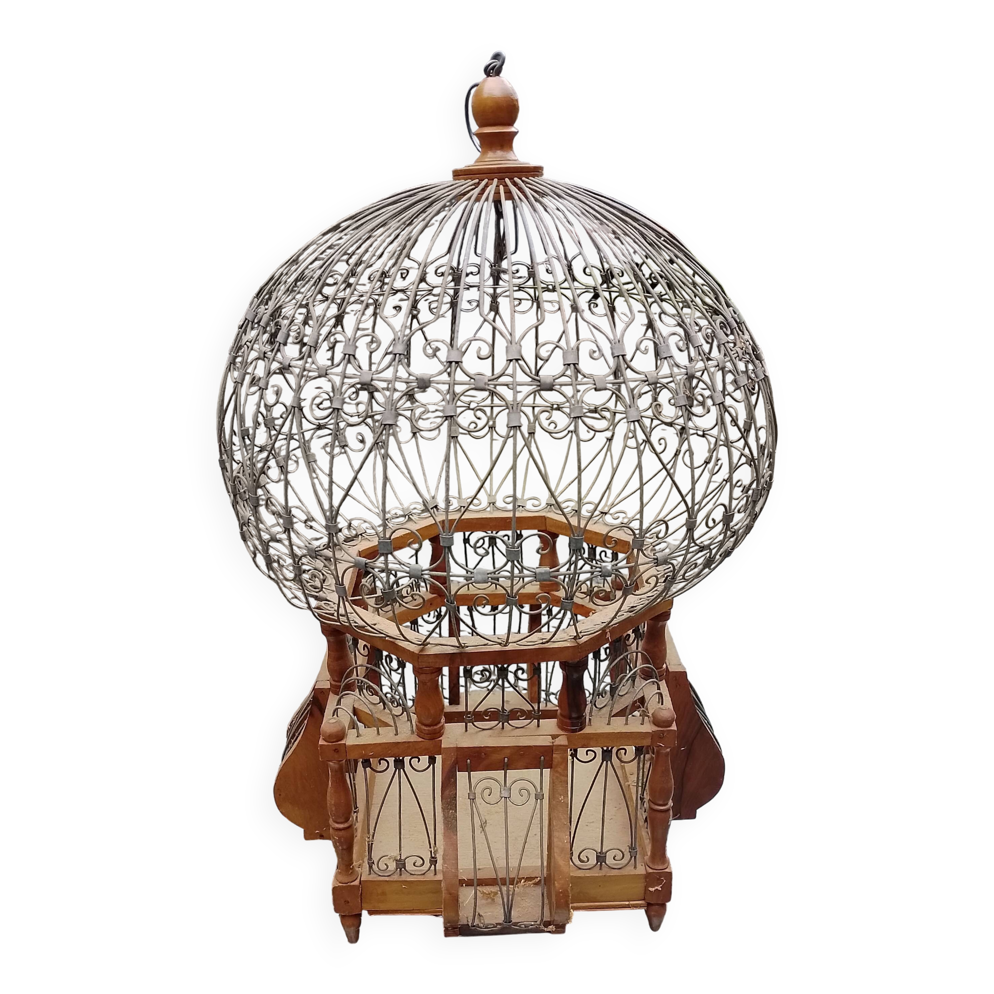 50' Vintage Metal and Wood Bird Cage