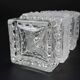 Vintage glass vase, block vase, textured surface, relief decoration