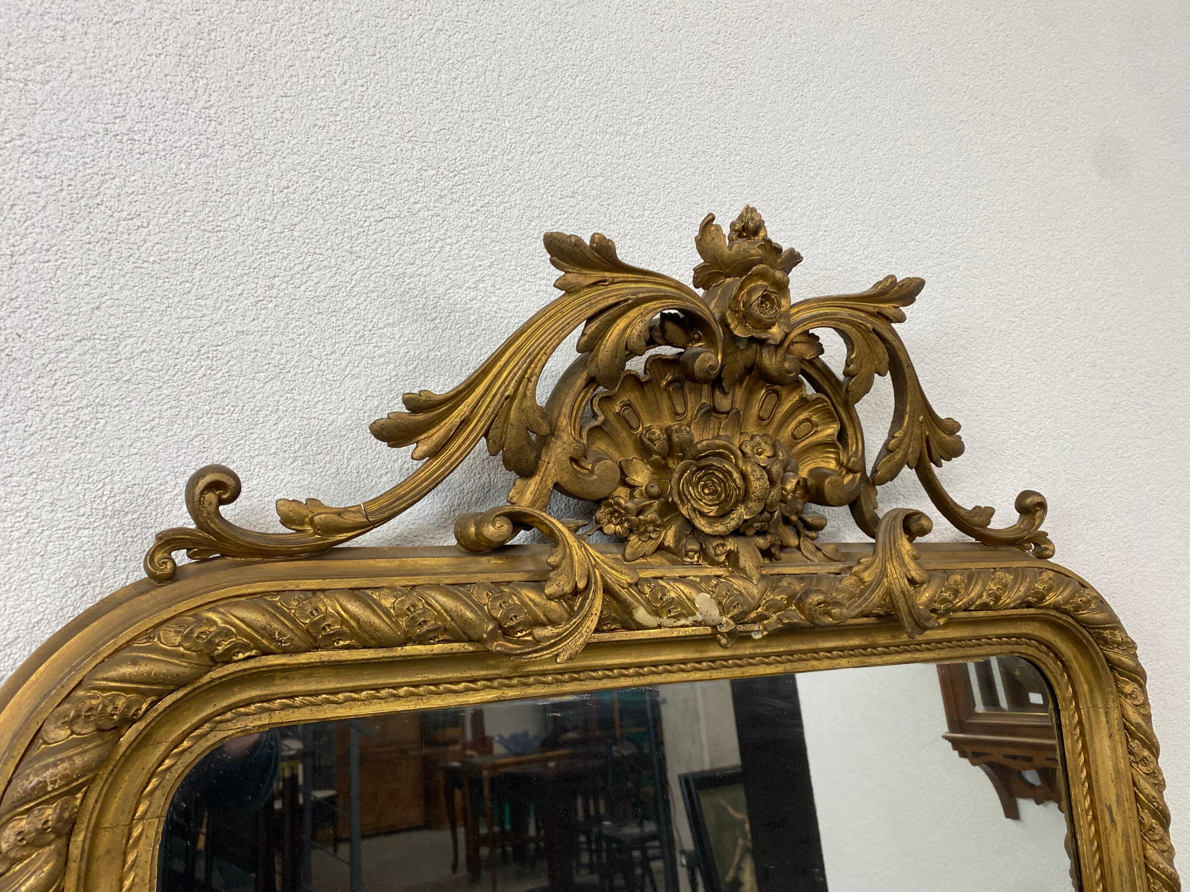 Large Rococo-style wall mirror, around 1850.