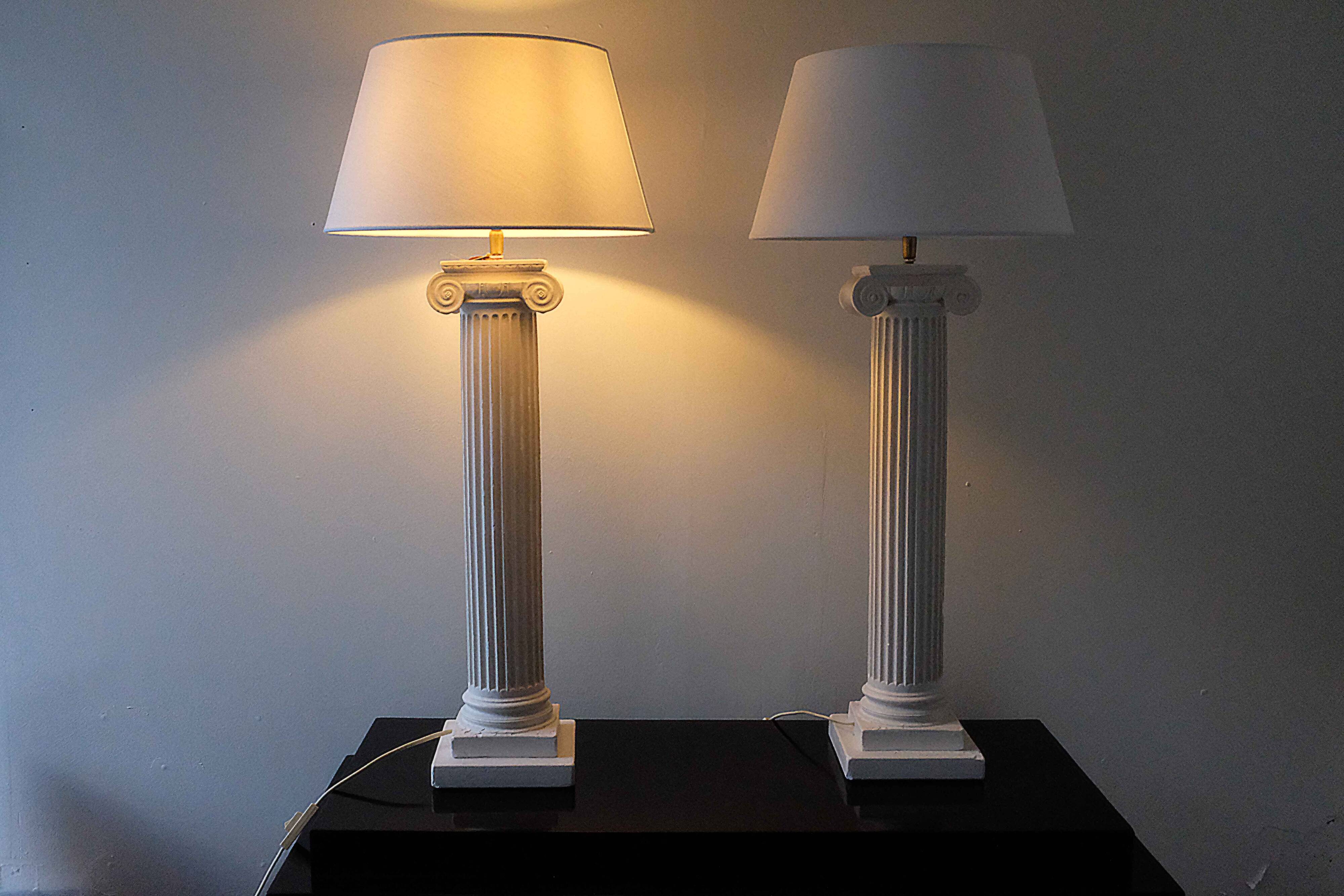 Pair of vintage antique column lamps