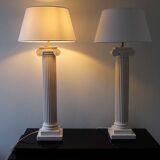 Pair of vintage antique column lamps