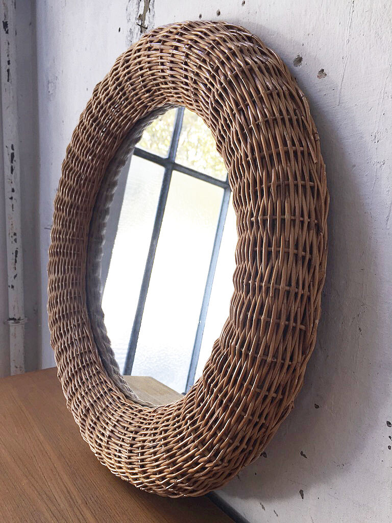 Mirror round Wicker 59 cm