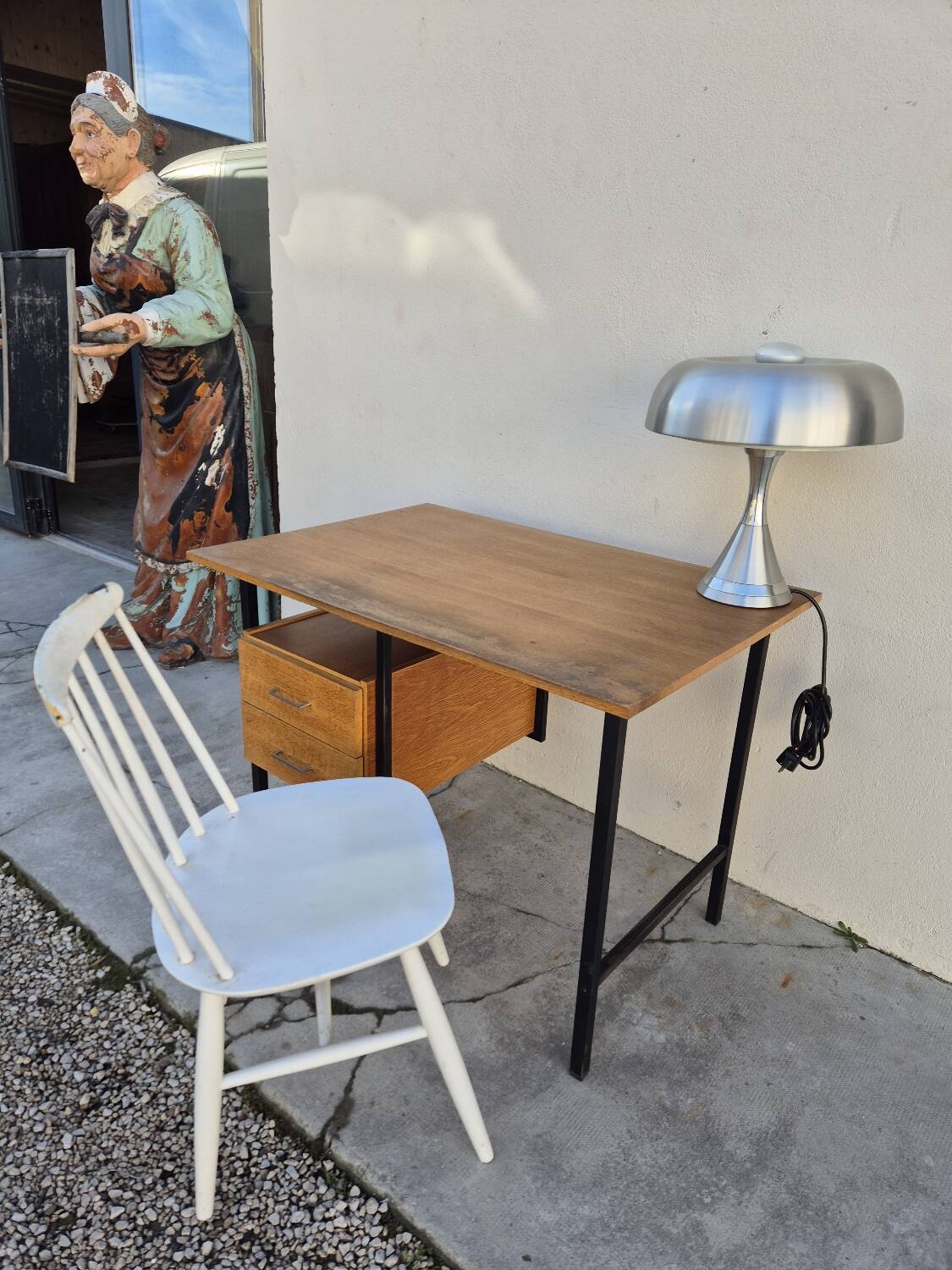 Vintage modernist design oak desk 1950s