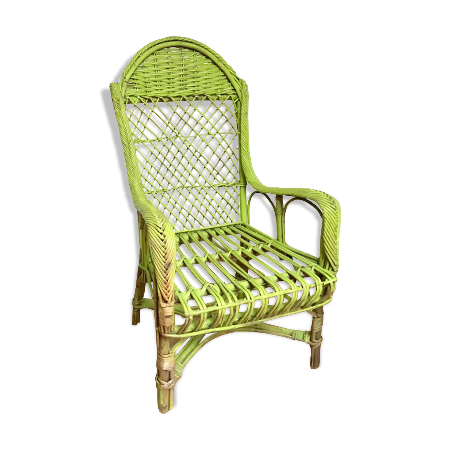 Children's chair in green rattan