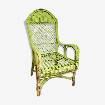Children's chair in green rattan