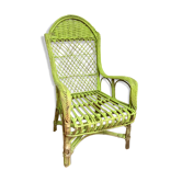 Children's chair in green rattan