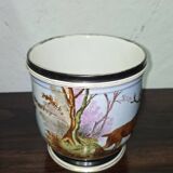 Cache-pot / antique decorative pot – deer décor – porcelain from Paris - H 16 cm
