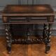 Louis XIII style blackened walnut desk, late 19th century, turned legs, one drawer