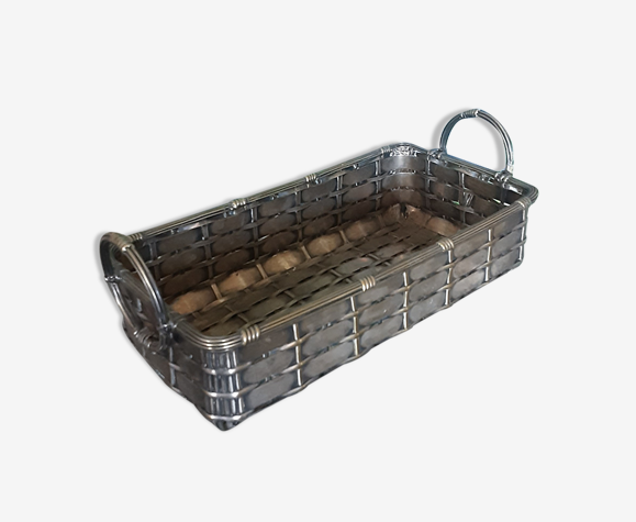 Panier corbeille métal tressé année 50