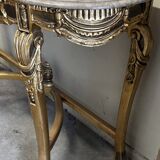 Hollywood Regency Console - Gilded Wood and Marble