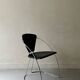 Cantilever wire chair in metal and black leather - Linda de Arrben, Italy 80