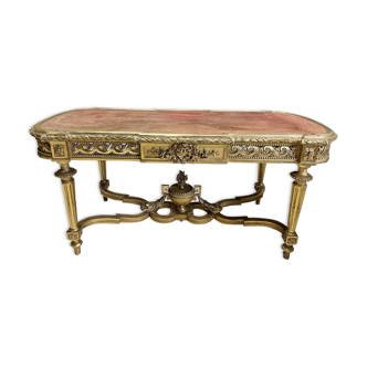 Middle table in gilded wood of the napoleon iii period 1m70 width console louis xvi