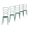 Green wrought iron garden chairs medallion 1950