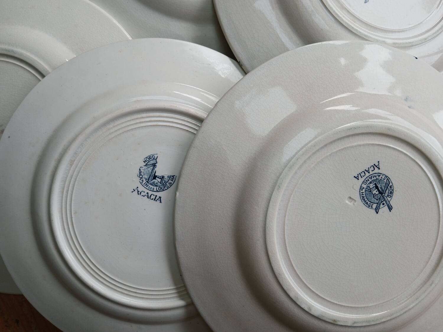 Set of 6 Terre de Fer plates, Acacia model