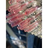Vintage Clear and Pink “Triedro” and Quadriedro Murano Glass Chandelier