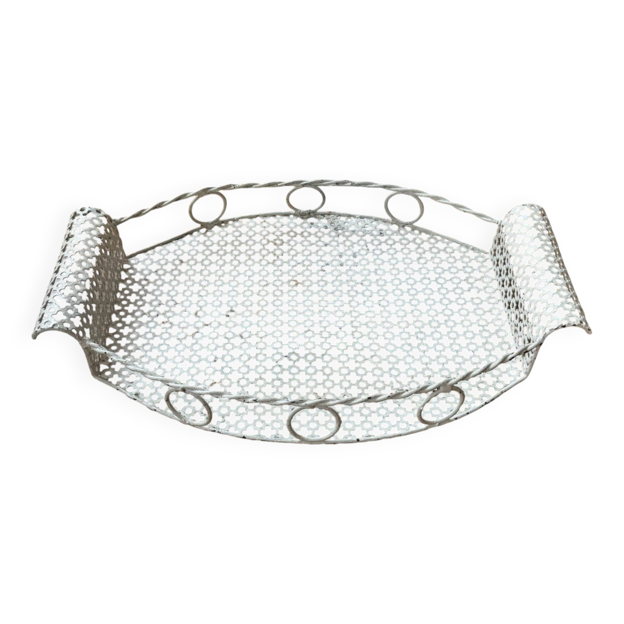Plateau oval en métal perforé