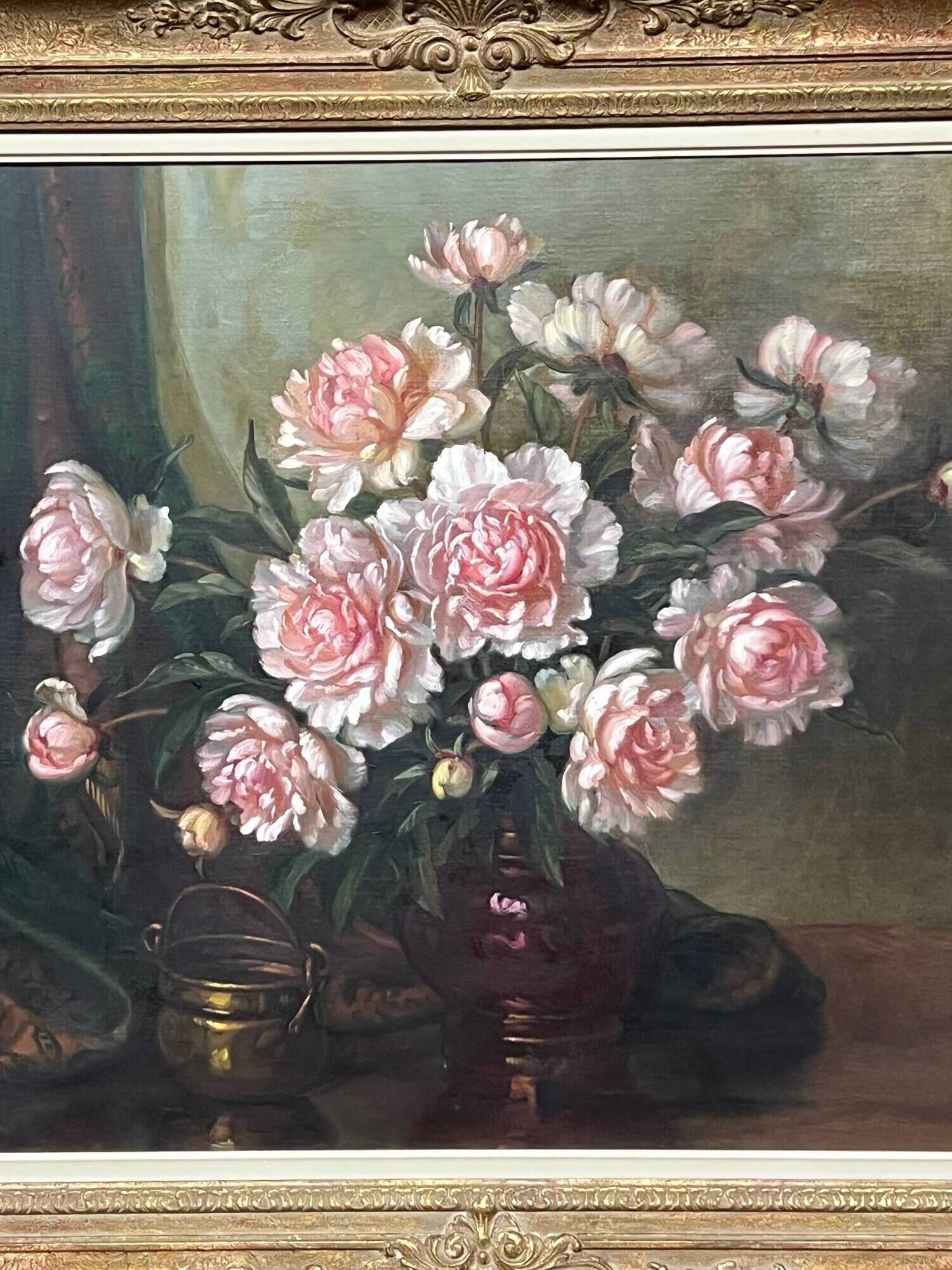 Ivan de Leur "Still Life with Roses". Oil on canvas. Belgium. Mid-20th century. 100x130 cm.