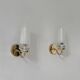 Pair of vintage wall lights in glass and brass, France, 1970.