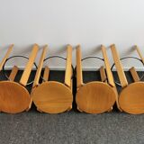Set beech bar stools by Bruno Rey for Kusch + Co 1970's