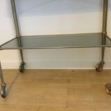 70s Furniture Glass and Brass Trolley on Wheels