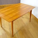 Vintage 1960s light oak table & compass legs