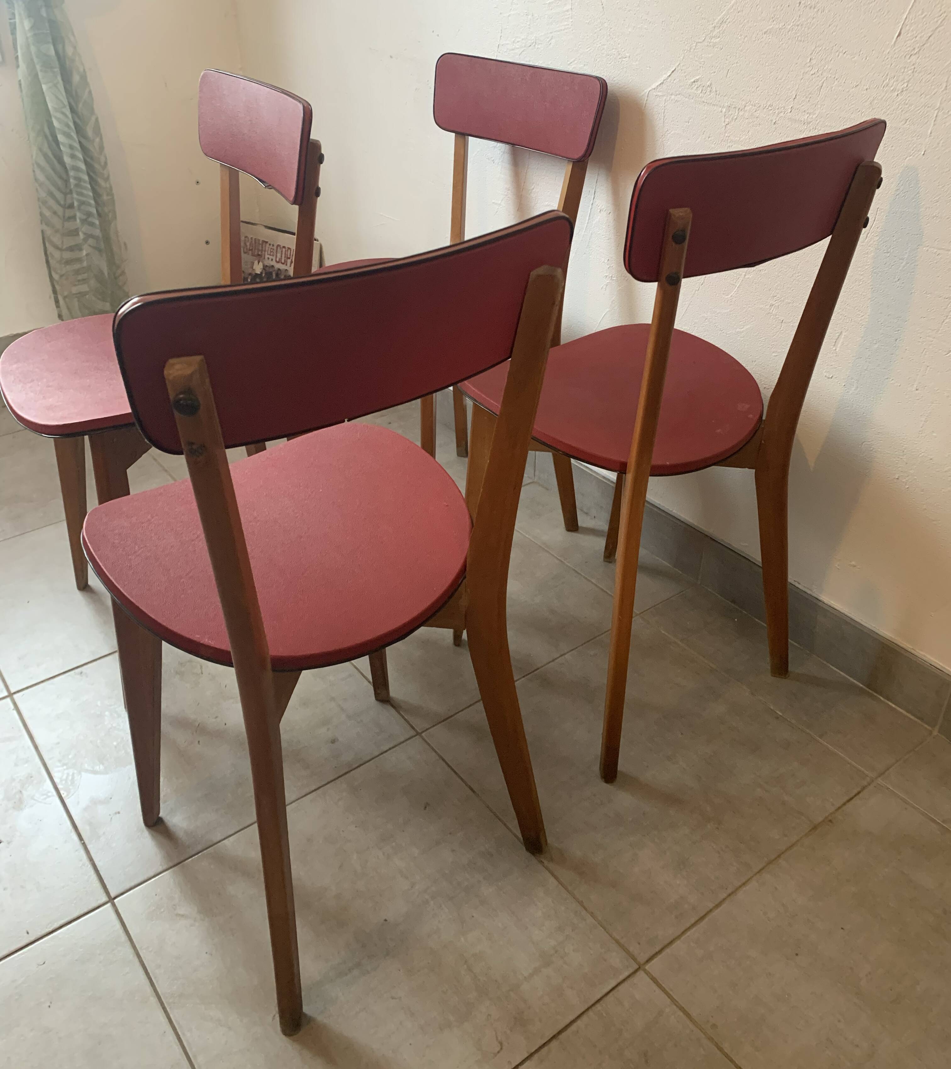 Set de 4 chaises bistrot vintage, années 50 (Taille adulte)