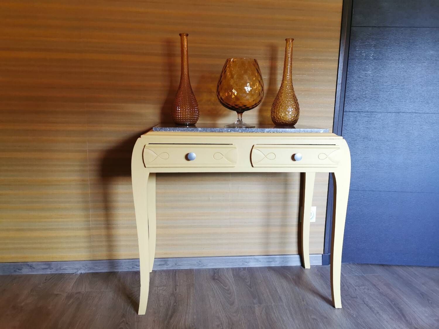 Grey marble art deco console