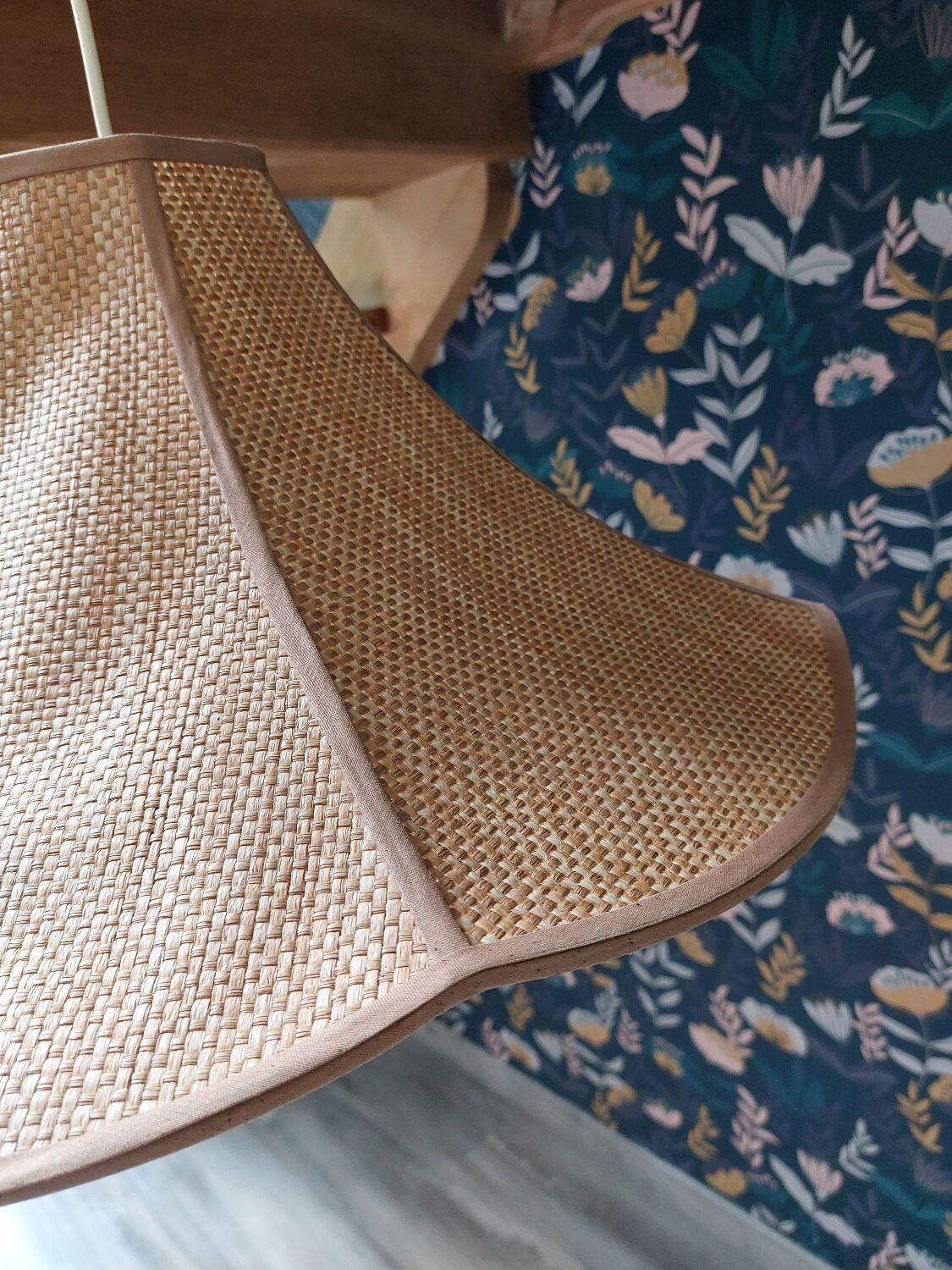 Vintage woven wicker lampshade