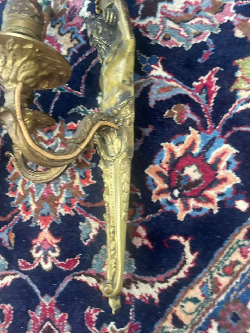 Pair of gilt bronze wall sconces with caryatid and Atlante decoration, 18th century.