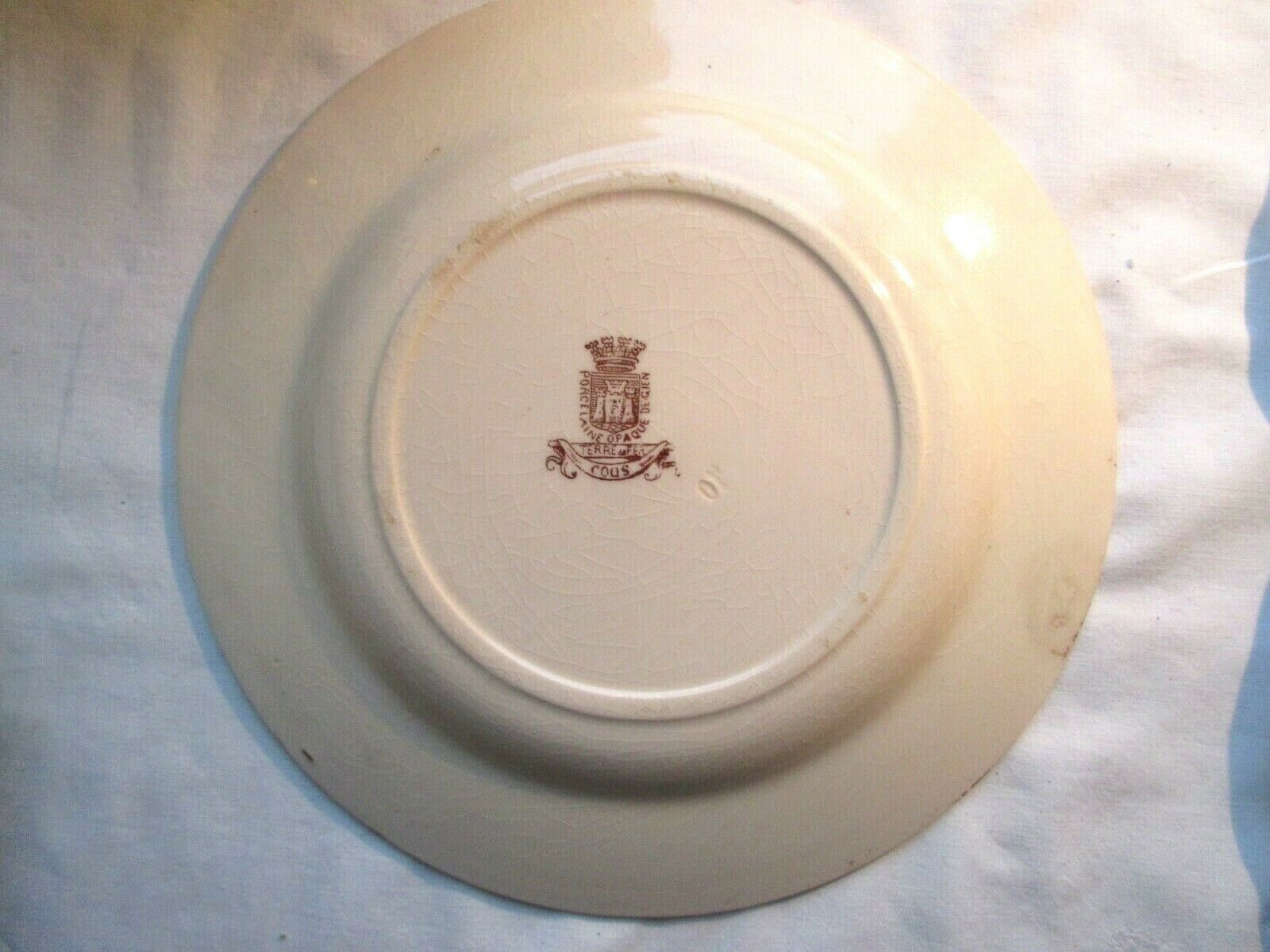 Very rare polychrome plate Iron Earth signed GIEN, model COQS