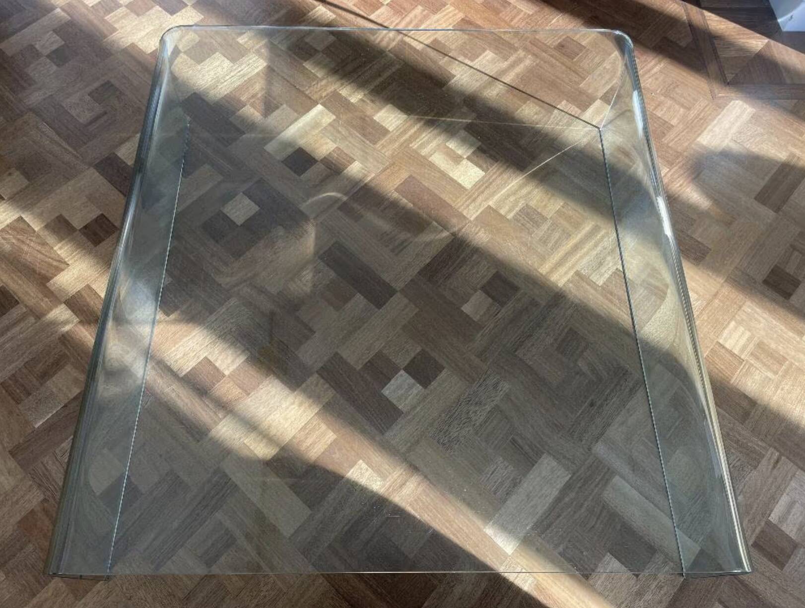 Large glass coffee table – fiam style, vintage