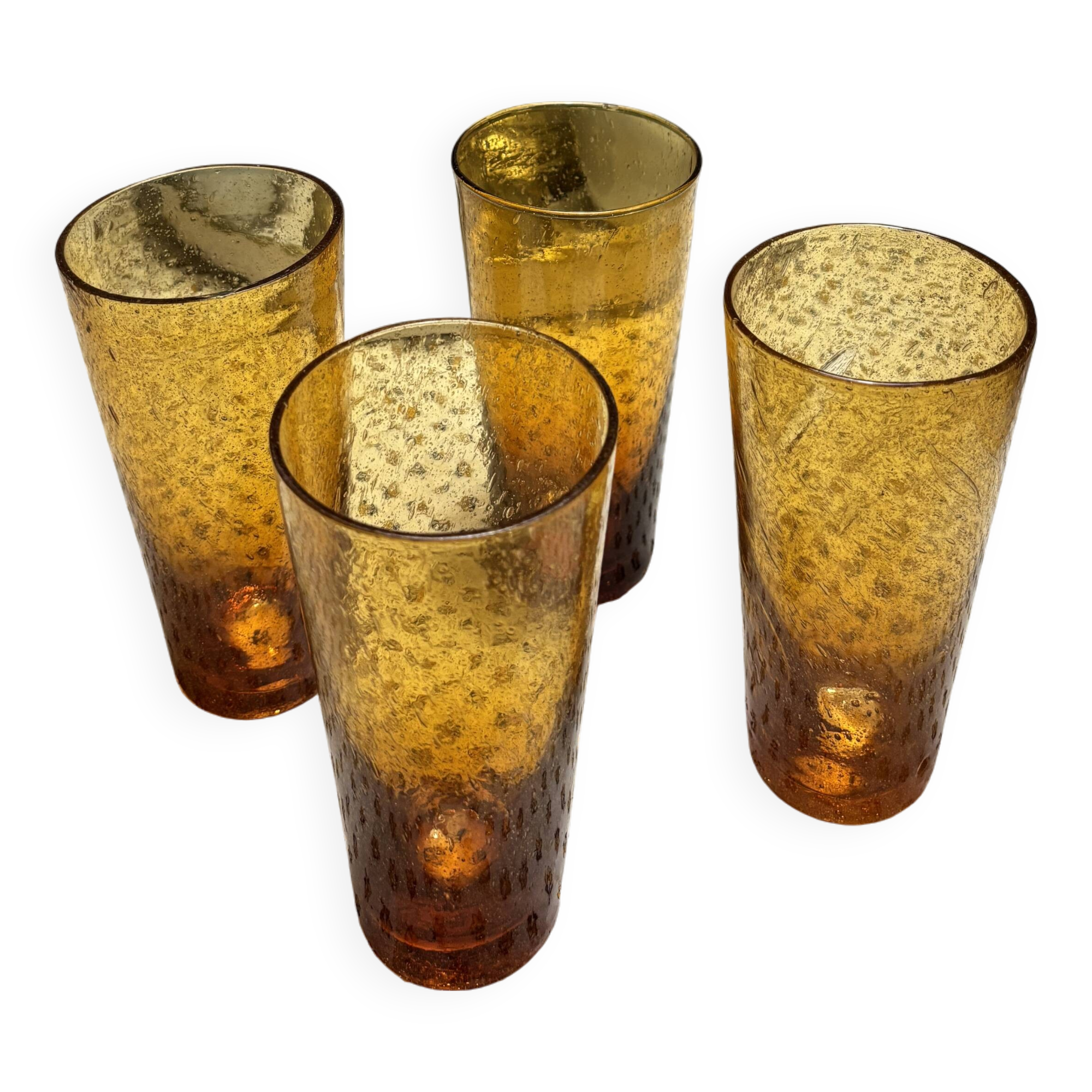 4 bubble glass orangeade glasses