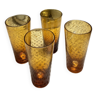 4 bubble glass orangeade glasses
