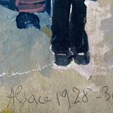 Painting "Fête alsacienne" original gouache 1928 coll. J.F. Devalliere