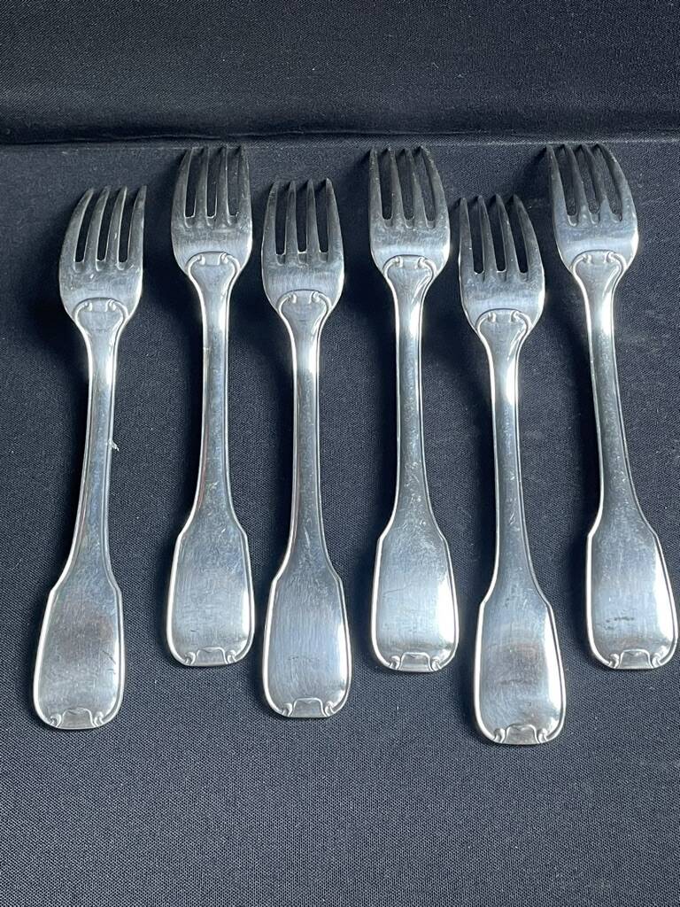 6 table forks – Silver plated metal – Frionnet François