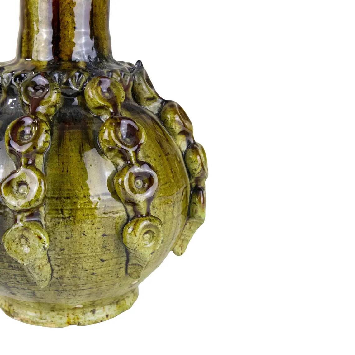 Authentic Tamegroute Pottery Vase – Moroccan Crafts Green Glazed 50cm