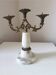 Vintage 1960s Gold Metal and Marble Candlestick