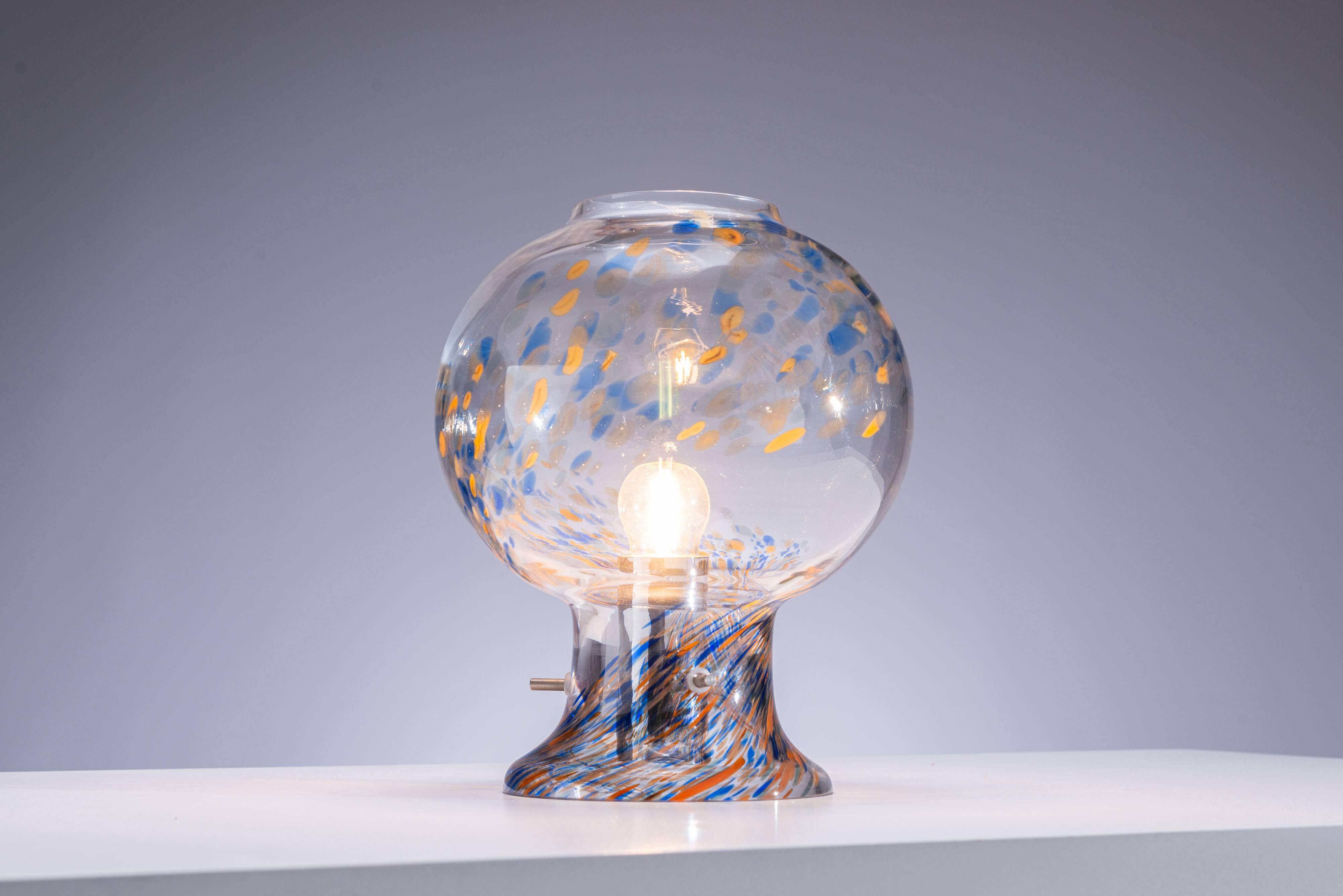 Glass table lamp by Olle Alberius for Orrefors Sweden, 1970s