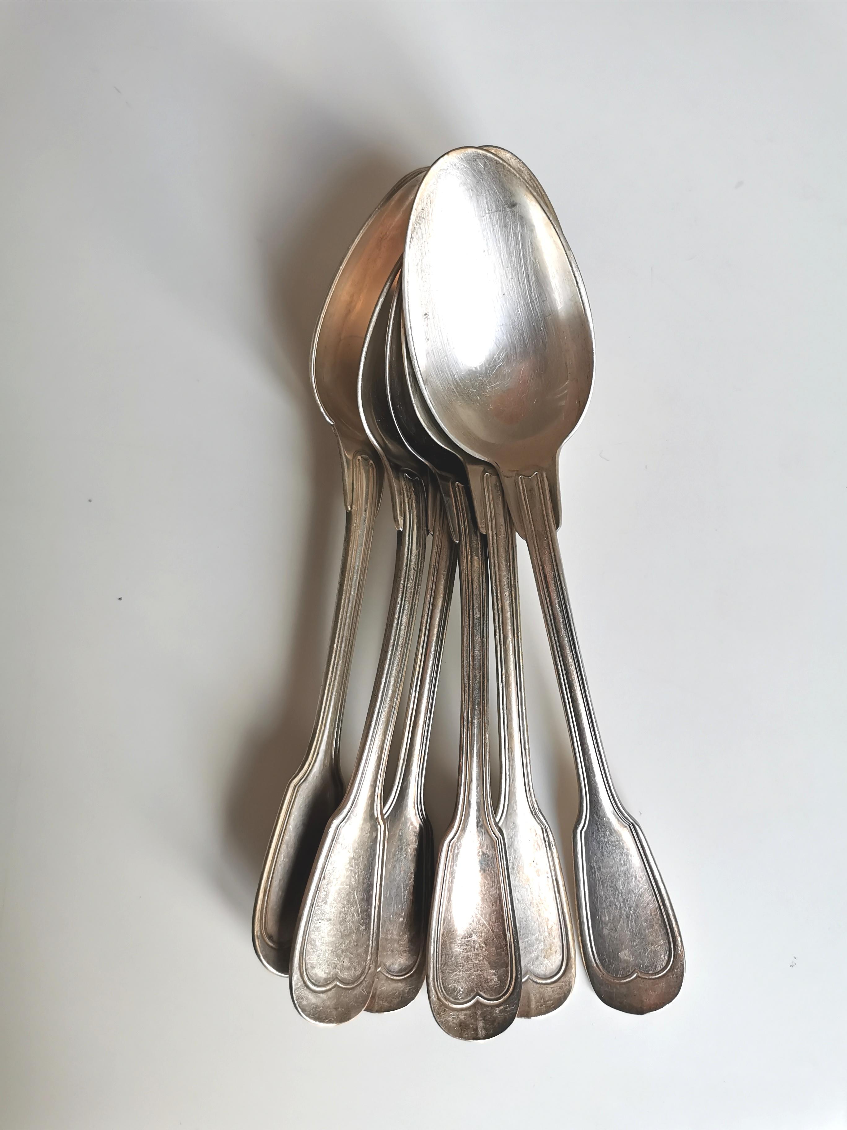 Set of 6 tablespoons silver metal