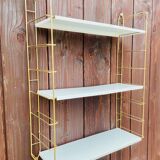 Vintage modular wall shelf, metal and brass, circa 1960s