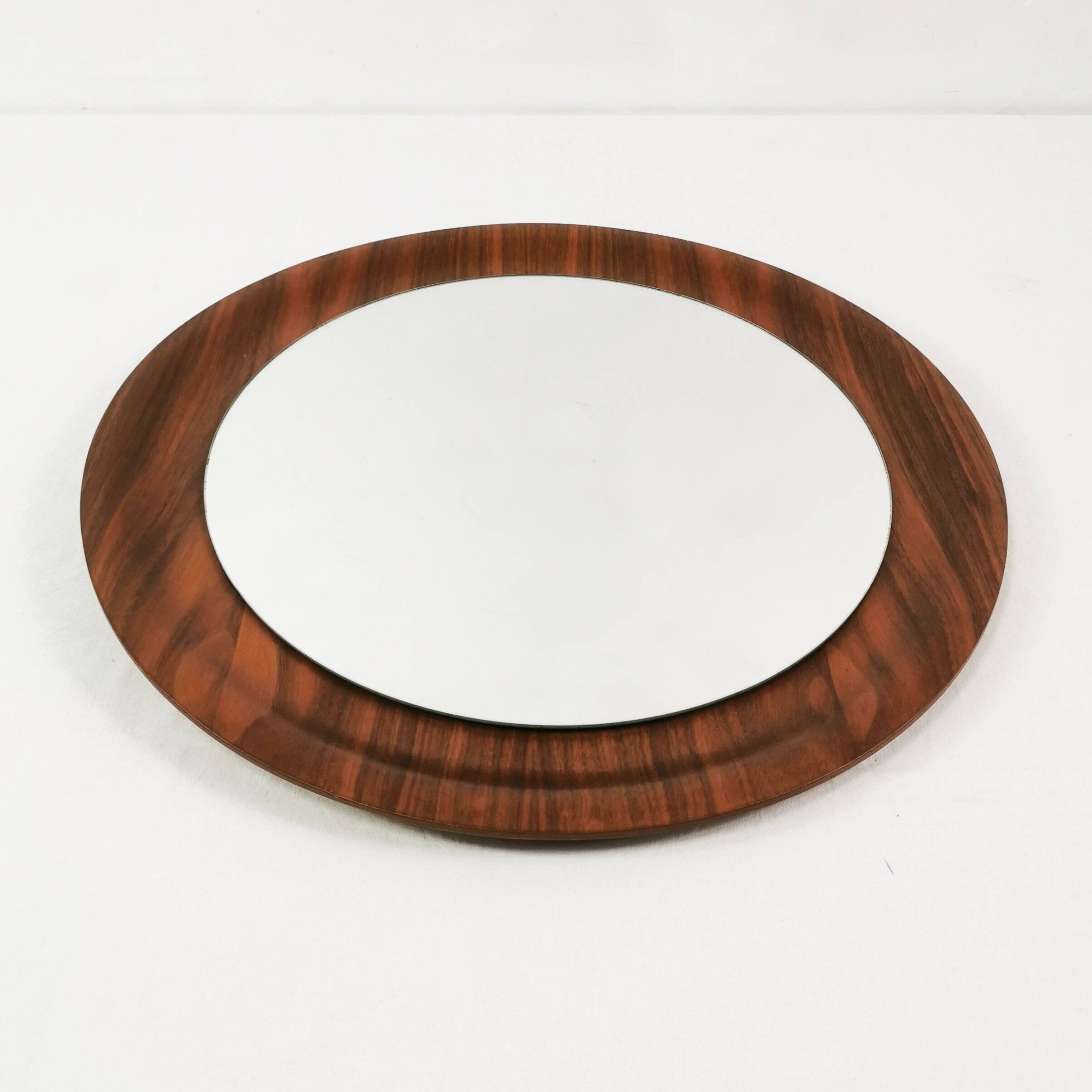 Mid Century Teak Round Wall Mirror, Denmark, 1960s