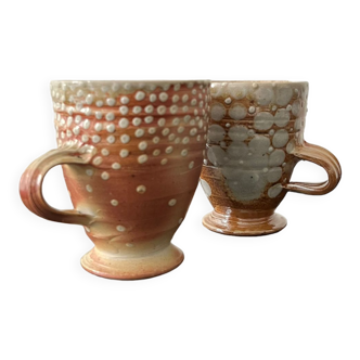 Set of 2 handmade earthen-glazed cups