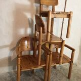 Set of 4 solid pine seats by Rainer Daumiller