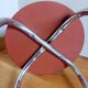 Tabouret rond en métal chromé et skaï vinyle