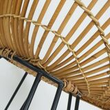 1960s mid century armchair bamboo wicker with hairpin legs