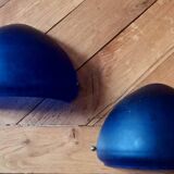 Sconces, signed, in satin blue glass paste from the 1930s